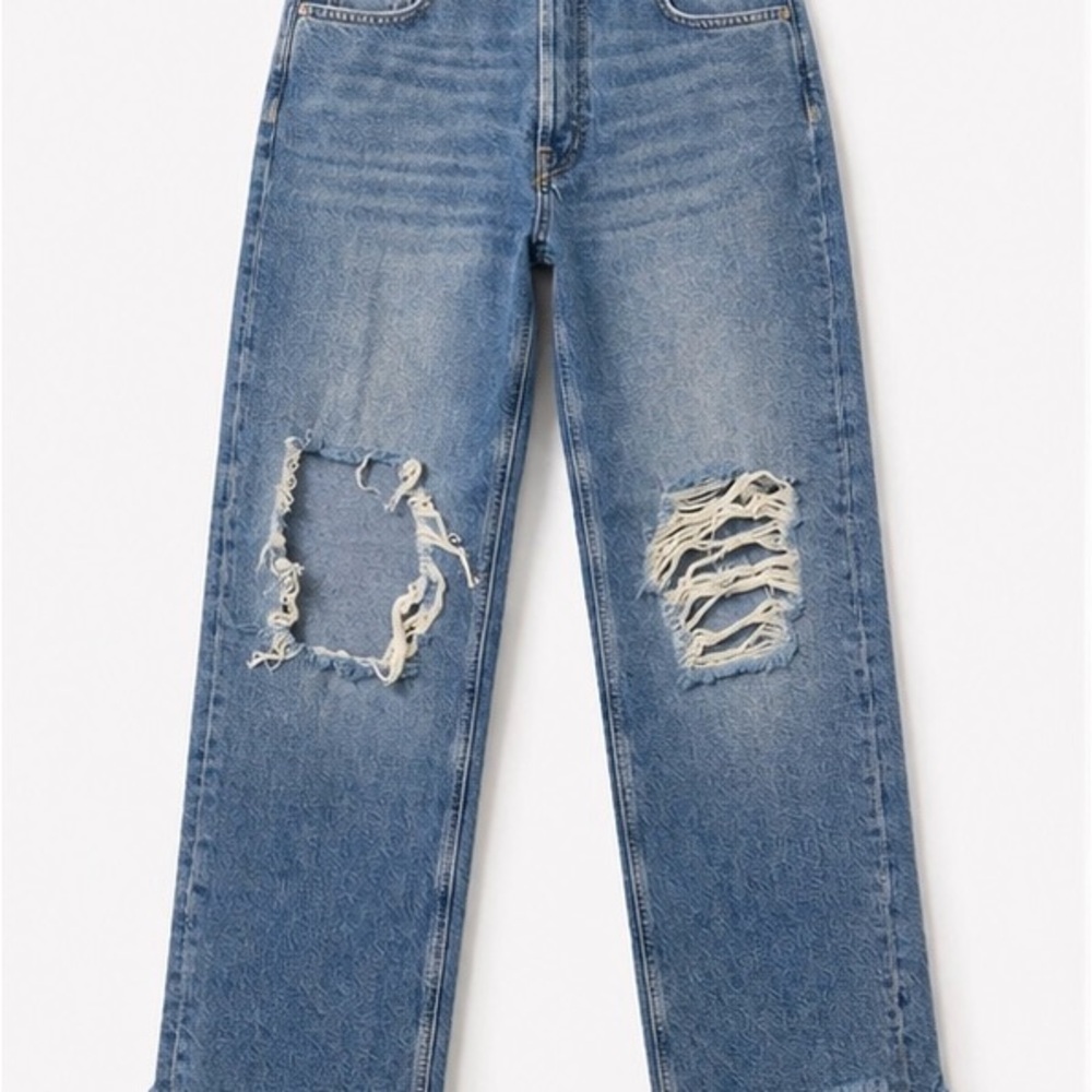 We The Free Women’s Jeans Size 27 Distressed Raw Hem Straight Leg Denim